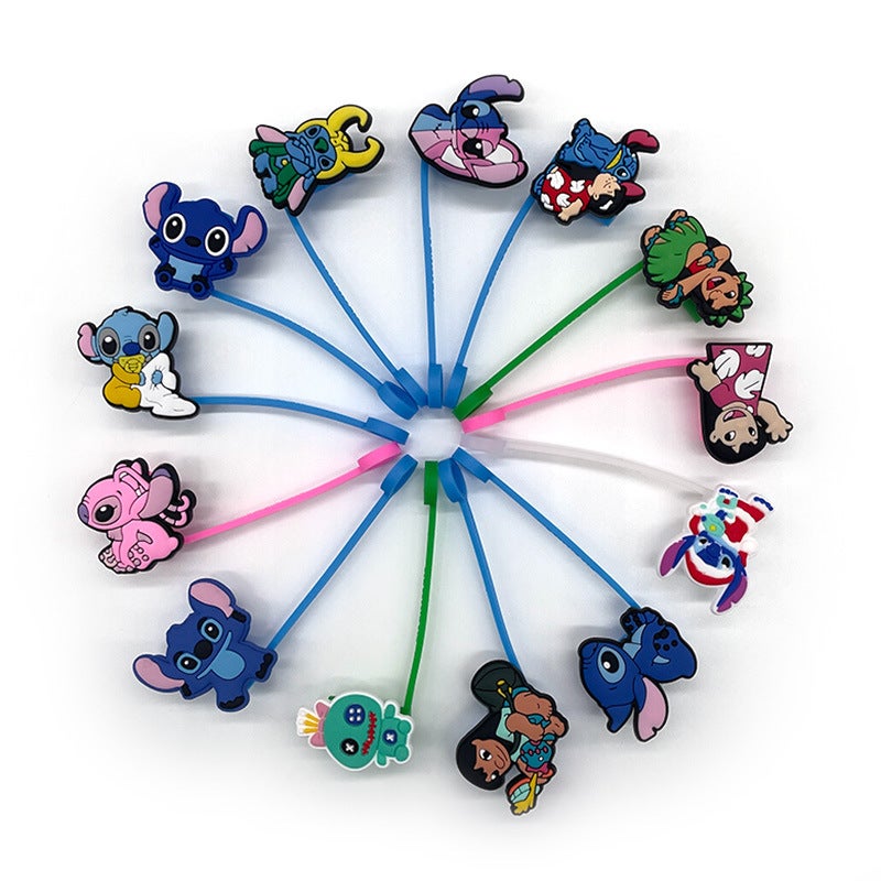 Spot Cartoon Character Straw Cover Straw Cap Silicone Dust Plug Cute Anime Party Straw Decoration Product - Image 3