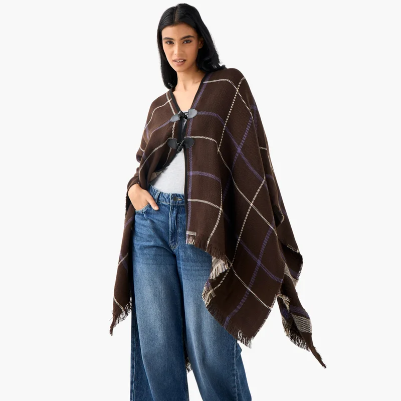2Xtremz 2Xtremz Long Acrylic Asymmetric Reversible Poncho