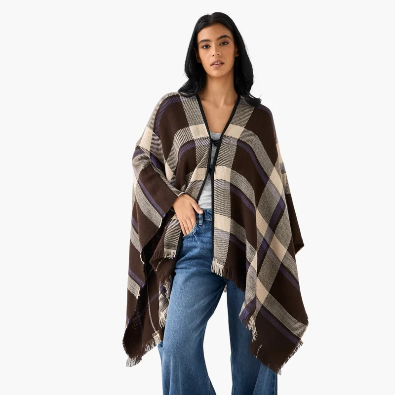 2Xtremz 2Xtremz Long Acrylic Asymmetric Reversible Poncho