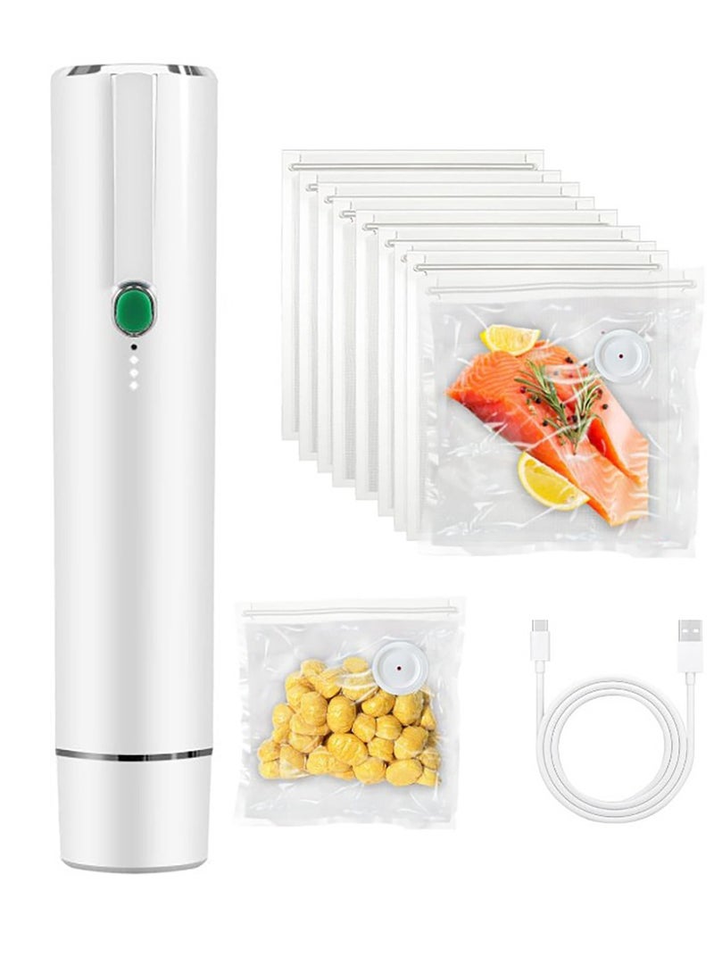 هيروكس جهاز غلق الطعام المفرغ من الهواء مع 5 أكياس غلق بلمسة واحدة، منخفض الضوضاء، صغير الحجم، محمول، أبيض - Image 1