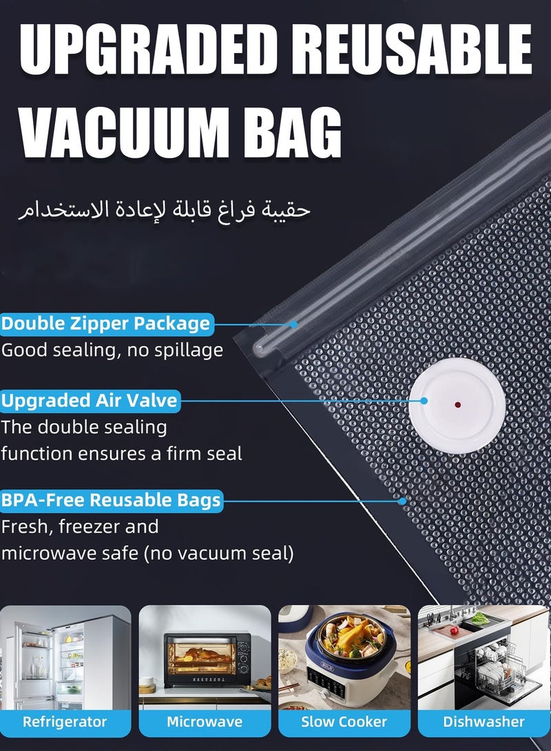 هيروكس جهاز غلق الطعام المفرغ من الهواء مع 5 أكياس غلق بلمسة واحدة، منخفض الضوضاء، صغير الحجم، محمول، أبيض - Image 5