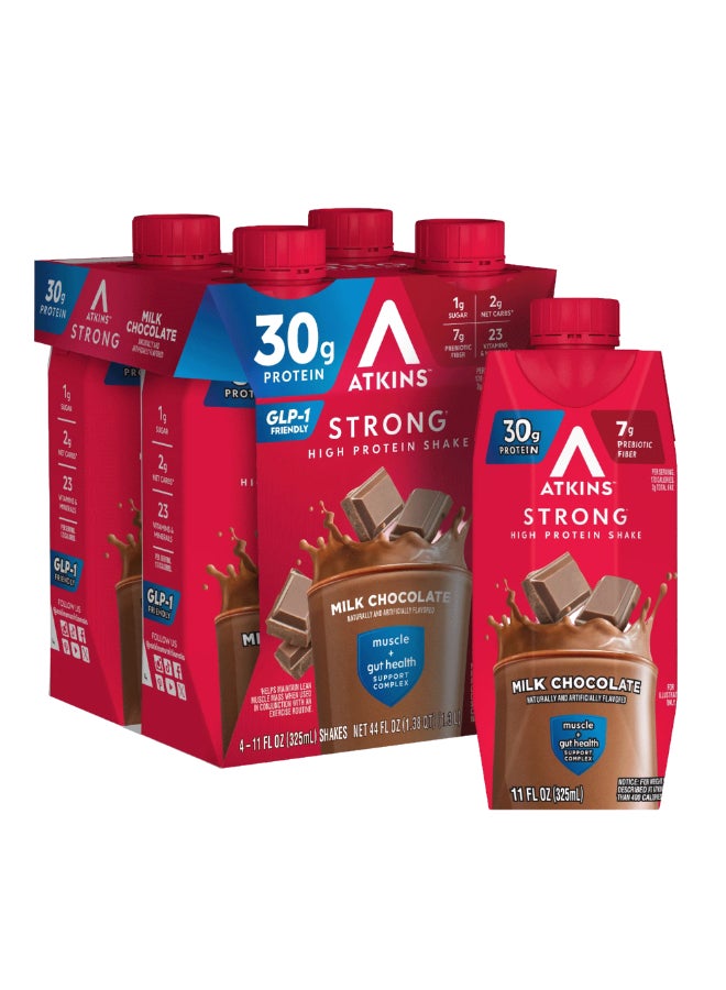 Strong High Protein Shake Milk Chocolate 4 Shakes 11 fl oz (325 ml) Each