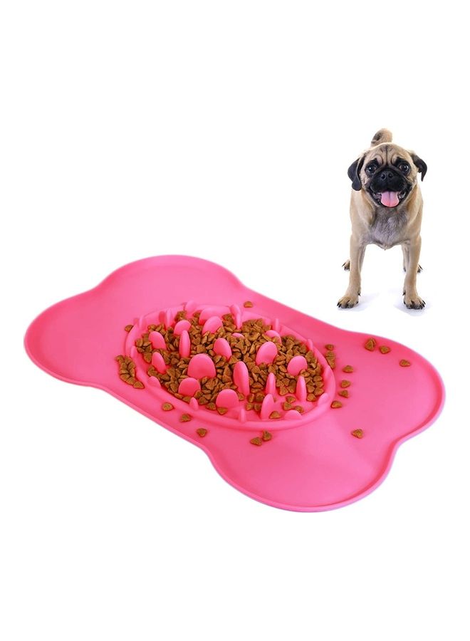 NIBEMINENT Silicone Slow Feeder Dog Cat Treat Dispensing Mat Pink 26 x 41 30cm - Image 1