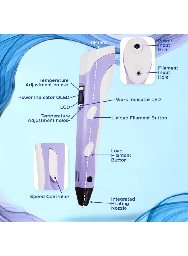 3D Pen for Kids & Adults – Safe & Non-Toxic, LED Light, Easy to Use, Portable Drawing Pen for Art, Crafts, DIY & Educational Projects - Image 3