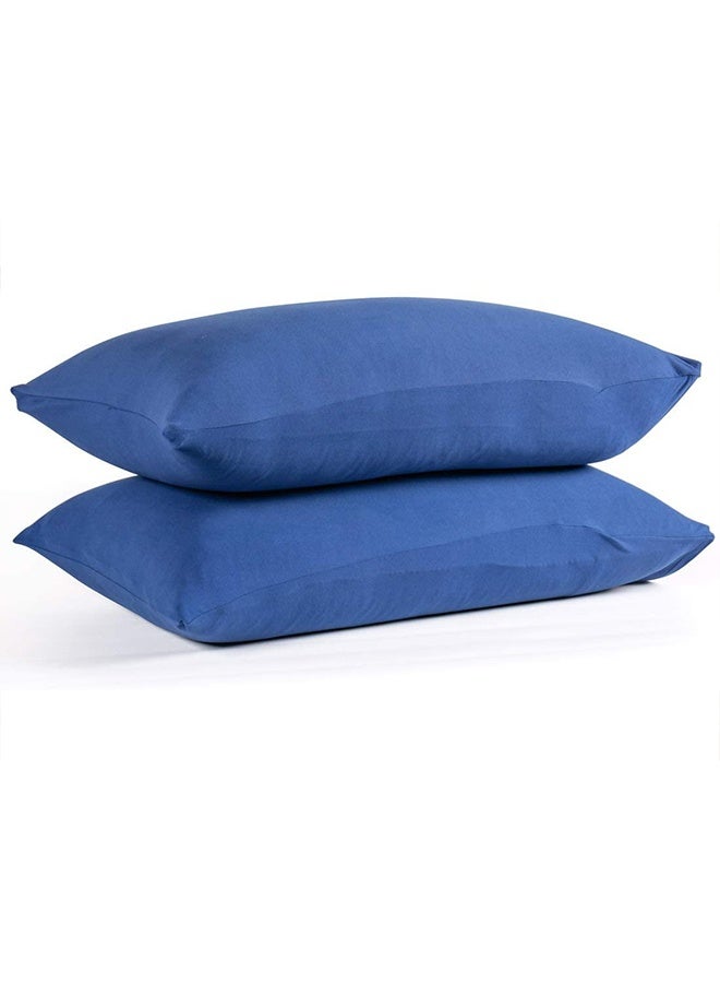 snooze Flat bed sheet set  3Pcs, bed sheet 220*235 cm+ 2 free pillowcases, Blue - Image 5