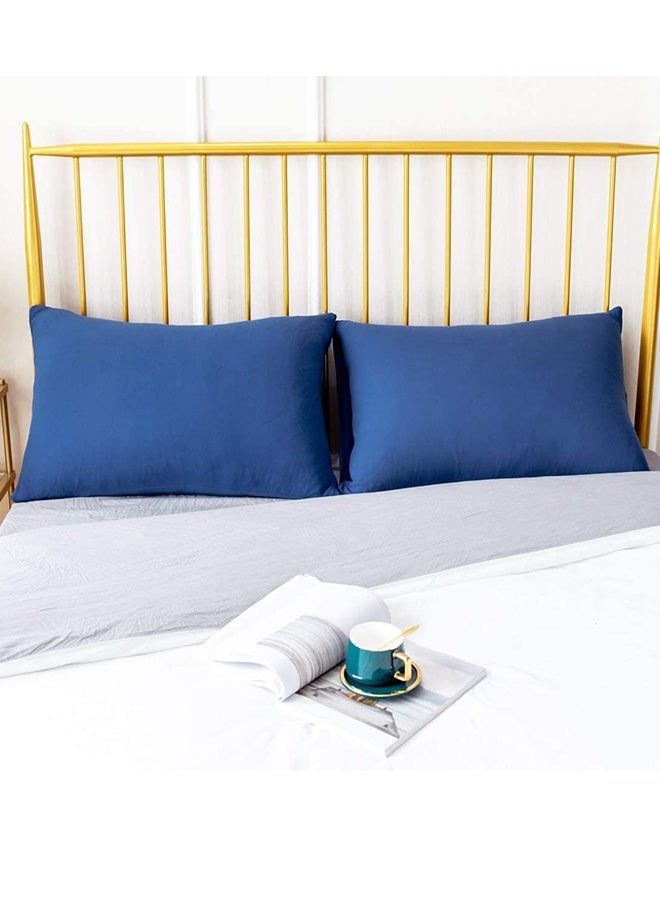 snooze Flat bed sheet set  3Pcs, bed sheet 220*235 cm+ 2 free pillowcases, Blue - Image 3