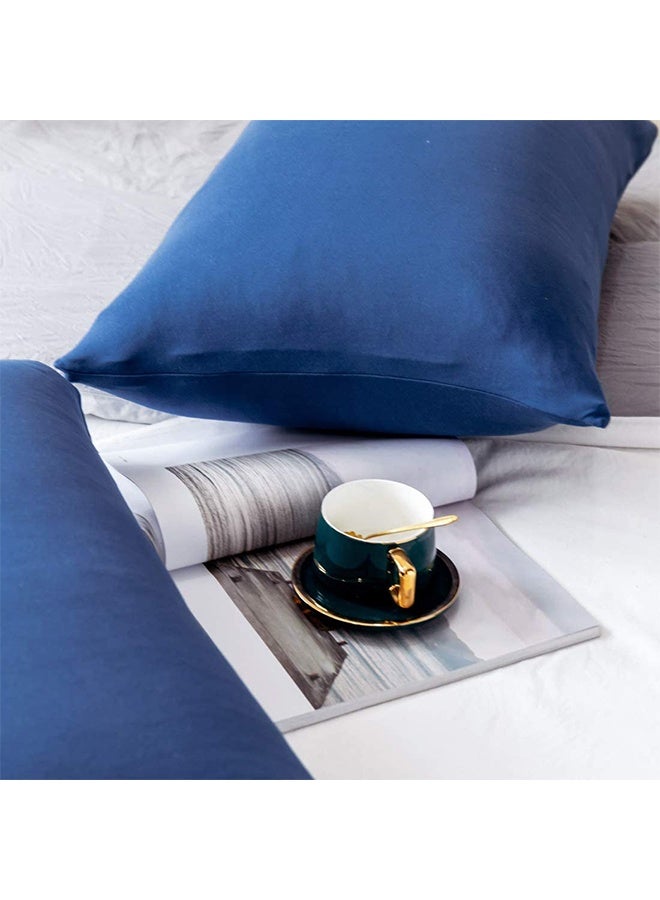 snooze Flat bed sheet set  3Pcs, bed sheet 220*235 cm+ 2 free pillowcases, Blue - Image 4