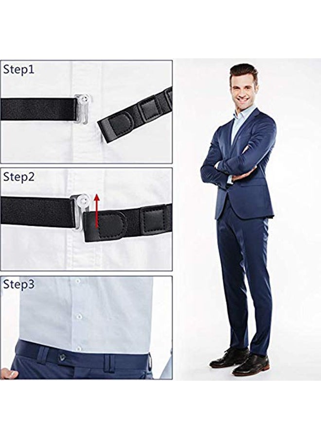 SYOSI - Men Shirt Stays Lock Belt Elastic Stay for Stretchable and Adjustable Waist with Flexible Comfort Silicone Touch Points - Image 1