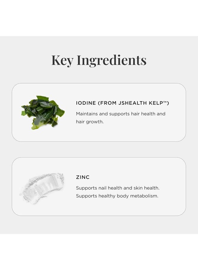 JSHealth فيتامينات الشعر + تركيبة الطاقة | فيتامينات الشعر للنساء والرجال مع اليود والزنك | تدعم قوة الشعر ومستويات الطاقة وصيانة الشعر الصحية (60 كبسولة عبوة من 2) - Image 4