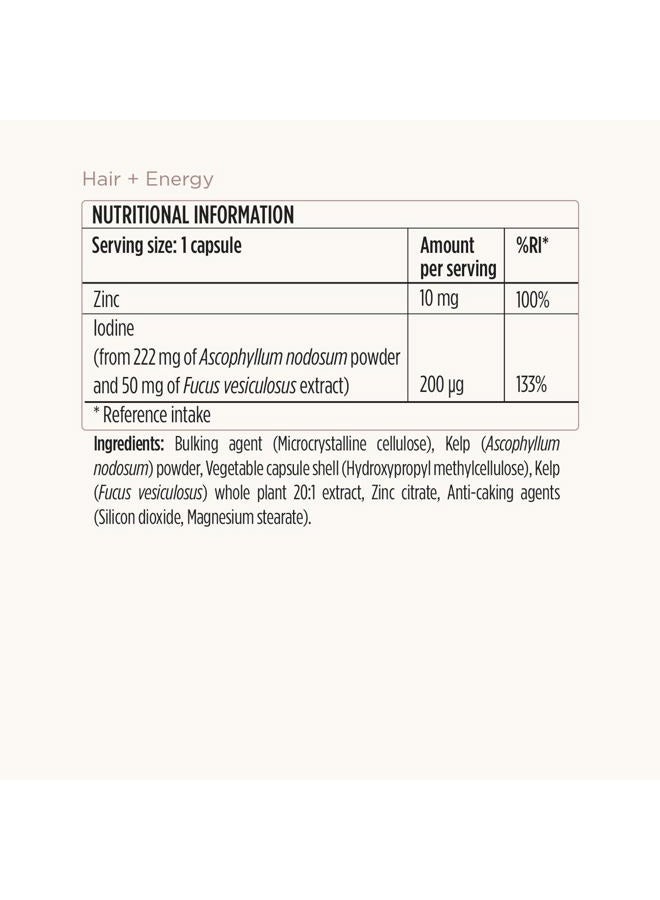 JSHealth فيتامينات الشعر + تركيبة الطاقة | فيتامينات الشعر للنساء والرجال مع اليود والزنك | تدعم قوة الشعر ومستويات الطاقة وصيانة الشعر الصحية (60 كبسولة عبوة من 2) - Image 5