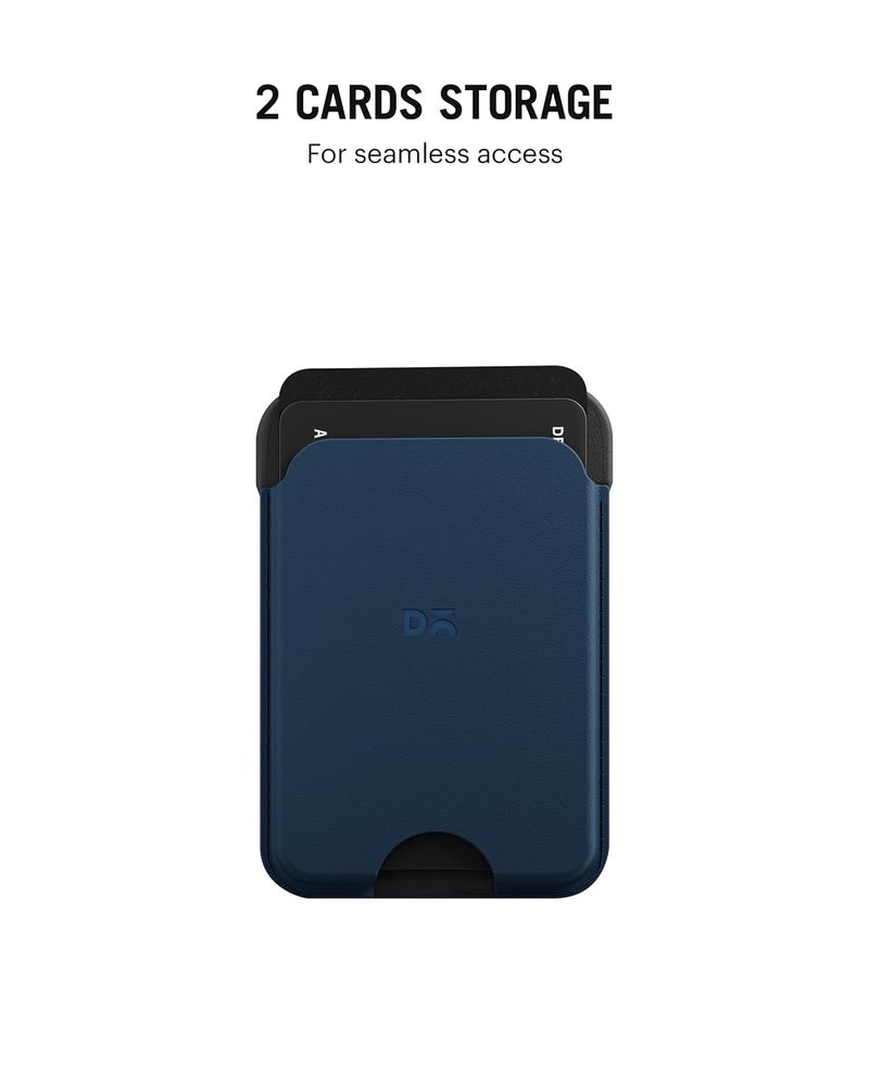 Daily Objects Leather Magnetic Wallet Card Holder | Designed for MagSafe Compatible with iPhone 16, iPhone 15, iPhone 14, iPhone 13, iPhone 12 Models | Premium Design | Full-Grain Leather - Blue-Grey - Image 3