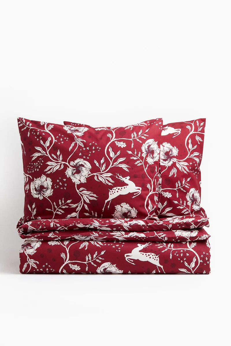 H&M Patterned cotton double/king duvet cover set