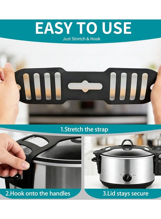 Silicone Slow Cooker Lid Strap, Elastic Anti-Spill Latch Strap for Crock-Pot Pot Lid Fixed - Image 5