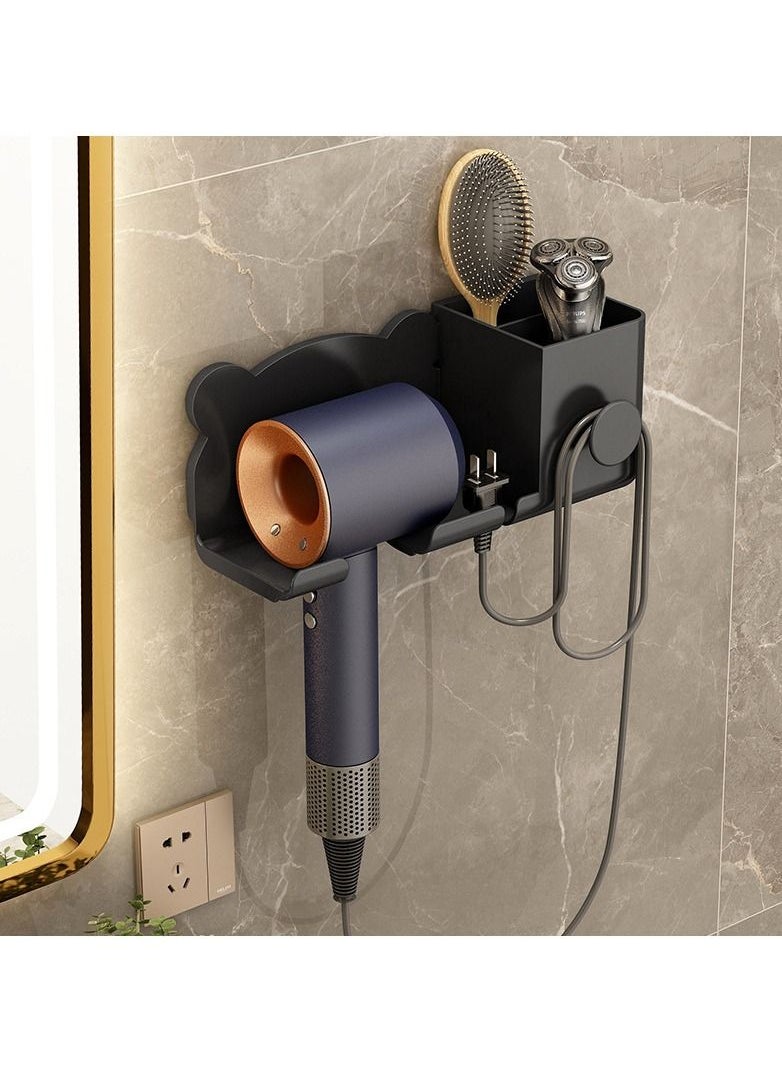 DUNISO Hair Dryer Holder Wall Mounted Blow Dryer Organizer for Bathroom Multi-functional Hair Dryer Rack Black  - Image 2