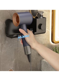 DUNISO Hair Dryer Holder Wall Mounted Blow Dryer Organizer for Bathroom Multi-functional Hair Dryer Rack Black  - Image 5