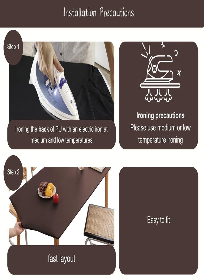 Huierxun PU Stretch Fitted Rectangle Tablecloth with Elastic Edge 35 x 55 Inch Waterproof Oil Proof Table Cloth Wipeable Table Cover for Indoor Outdoor Furniture Protect (Coffee,35"x55") - Image 5