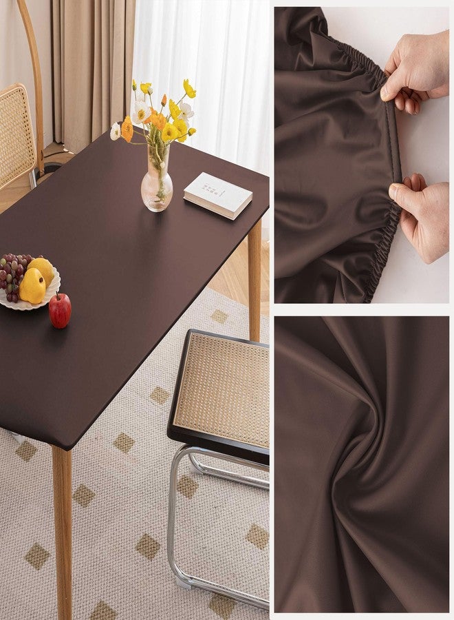 Huierxun PU Stretch Fitted Rectangle Tablecloth with Elastic Edge 35 x 55 Inch Waterproof Oil Proof Table Cloth Wipeable Table Cover for Indoor Outdoor Furniture Protect (Coffee,35"x55") - Image 4