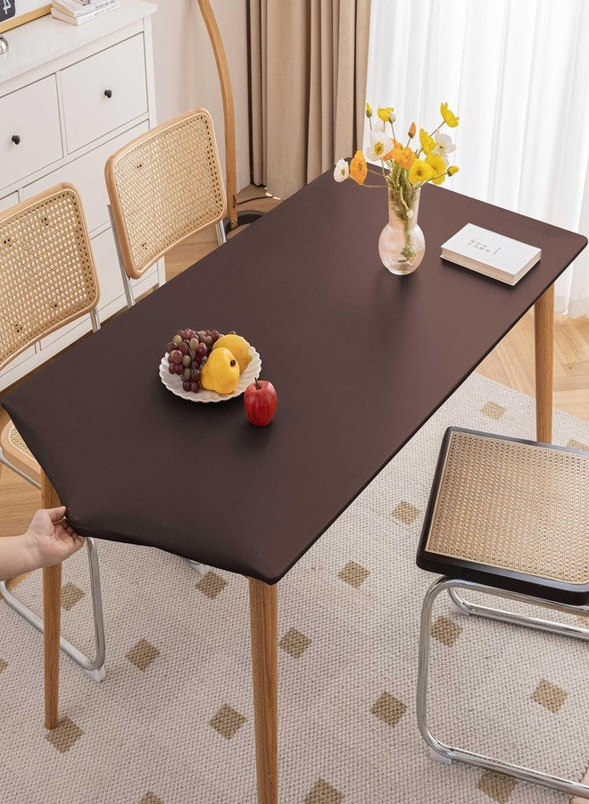 Huierxun PU Stretch Fitted Rectangle Tablecloth with Elastic Edge 35 x 55 Inch Waterproof Oil Proof Table Cloth Wipeable Table Cover for Indoor Outdoor Furniture Protect (Coffee,35"x55") - Image 2