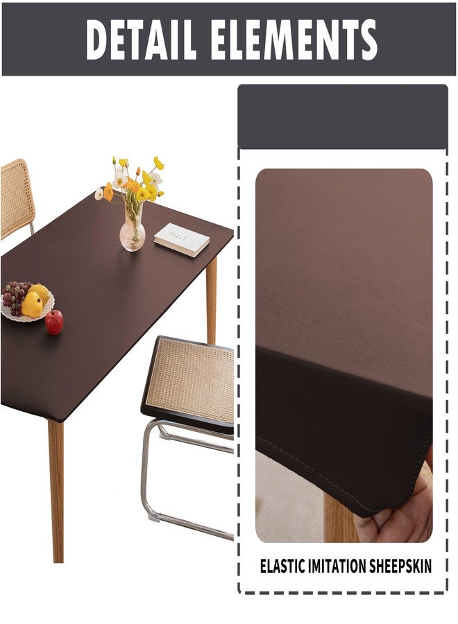 Huierxun PU Stretch Fitted Rectangle Tablecloth with Elastic Edge 35 x 55 Inch Waterproof Oil Proof Table Cloth Wipeable Table Cover for Indoor Outdoor Furniture Protect (Coffee,35"x55") - Image 3