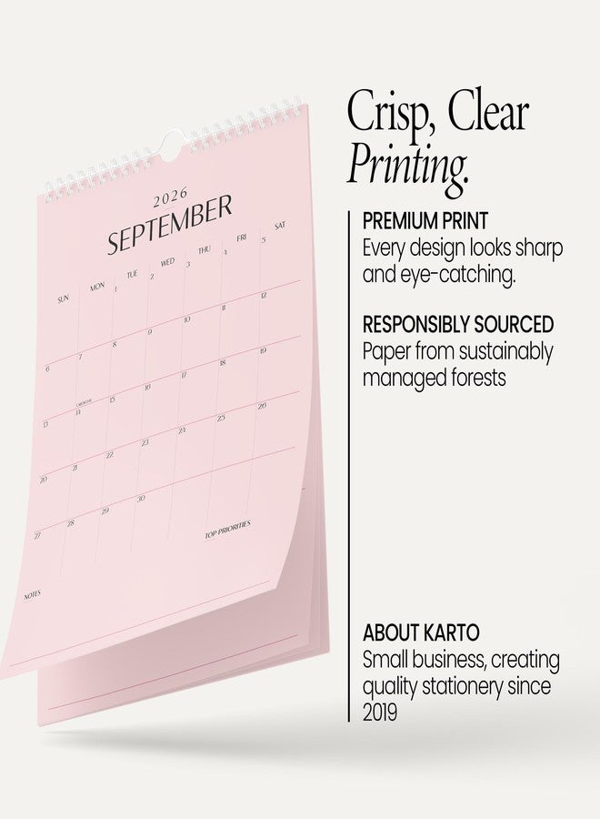 Karto Wall Calendar 2026 - Vertical 11x17 inch January 2026 to June 2027 - Boost Your Productivity and Easy Planning with the Aesthetic Monthly Calendar - All Pink - Image 3