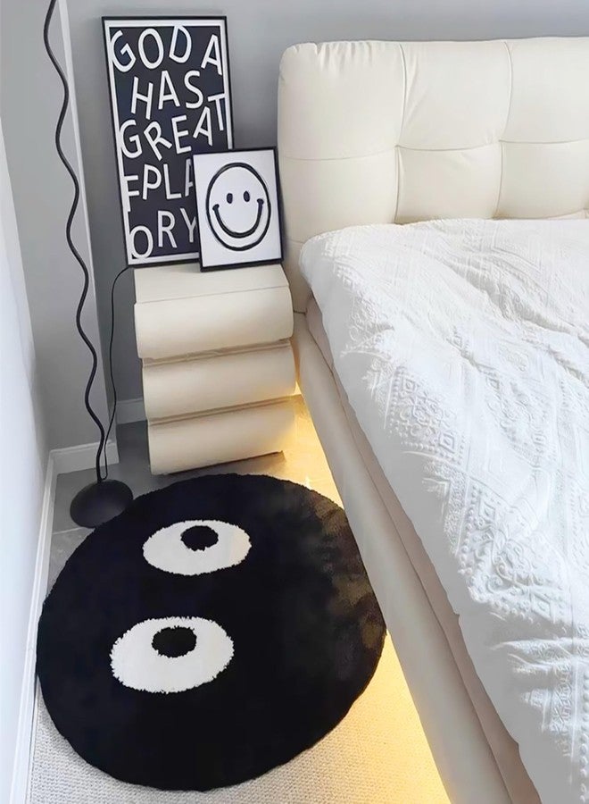 LEVINIS Nursery Rug - Funny Cute Eyes Decor for Kids, Black and White Accent Throw for Room, Bedroom, Living Room, Nursery, Dorm - 31.5'' - Image 2