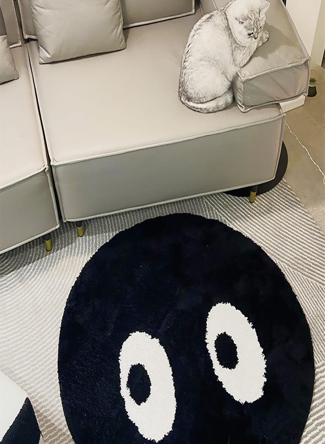 LEVINIS Nursery Rug - Funny Cute Eyes Decor for Kids, Black and White Accent Throw for Room, Bedroom, Living Room, Nursery, Dorm - 31.5'' - Image 3