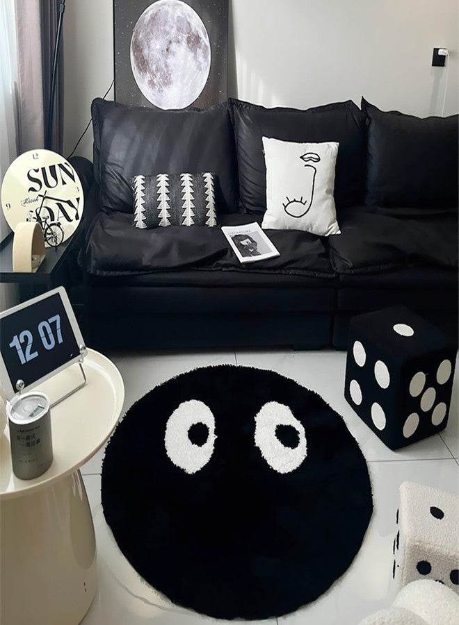 LEVINIS Nursery Rug - Funny Cute Eyes Decor for Kids, Black and White Accent Throw for Room, Bedroom, Living Room, Nursery, Dorm - 31.5'' - Image 4