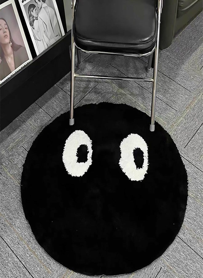 LEVINIS Nursery Rug - Funny Cute Eyes Decor for Kids, Black and White Accent Throw for Room, Bedroom, Living Room, Nursery, Dorm - 31.5'' - Image 1