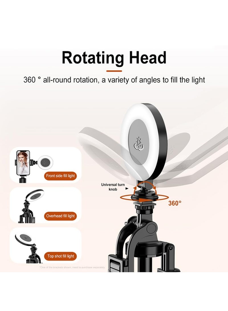 حلقة ضوء LED قابلة لإعادة الشحن للتصوير الذاتي، ضوء حلقة محمول مع 3 أوضاع إضاءة قابلة للتعديل، مناسب للهاتف، آيباد، كاميرا، كمبيوتر محمول، إضاءة هاتف تدور 360° للتصوير الذاتي، لجعل - Image 2