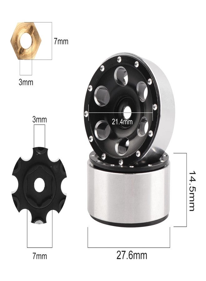 AIMROCK 1.0 Beadlock Wheels w/Brass 7mm Hex Wheel Hubs for Axial SCX24 FCX24 TRX4M 1/24 1/18 RC Crawler Truck Upgrade Parts (Type 3) - Image 2