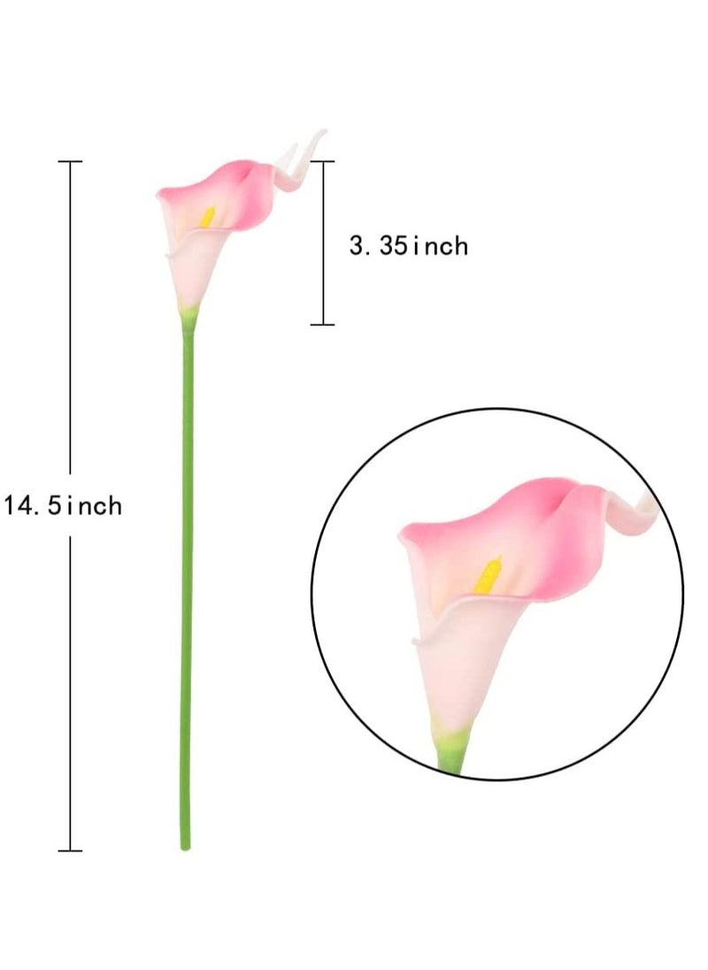 Generic - Pink Calla Lily 24pcs Artificial Flowers, Pink Real Touch Lilies Fake Flowers Artificial for Decoration for Home Decor Bridal Bouquet Wedding Bouquets and Centerpieces (Pink) - Image 1