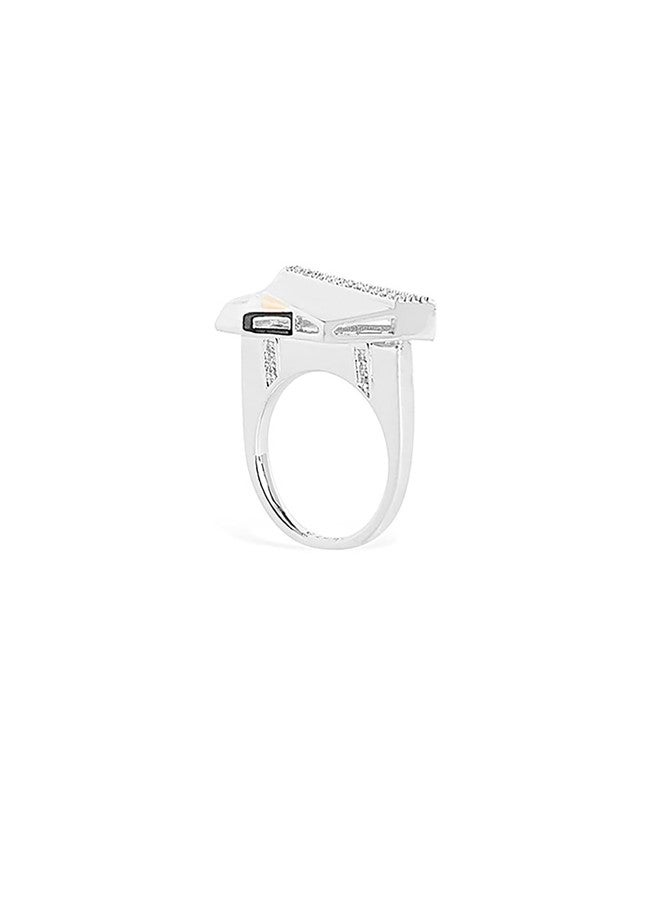 Shaze Cognizant Ring | Minimal ring | Made of Brass | cubic zirconina stones | Ring | Color - Silver - Image 3