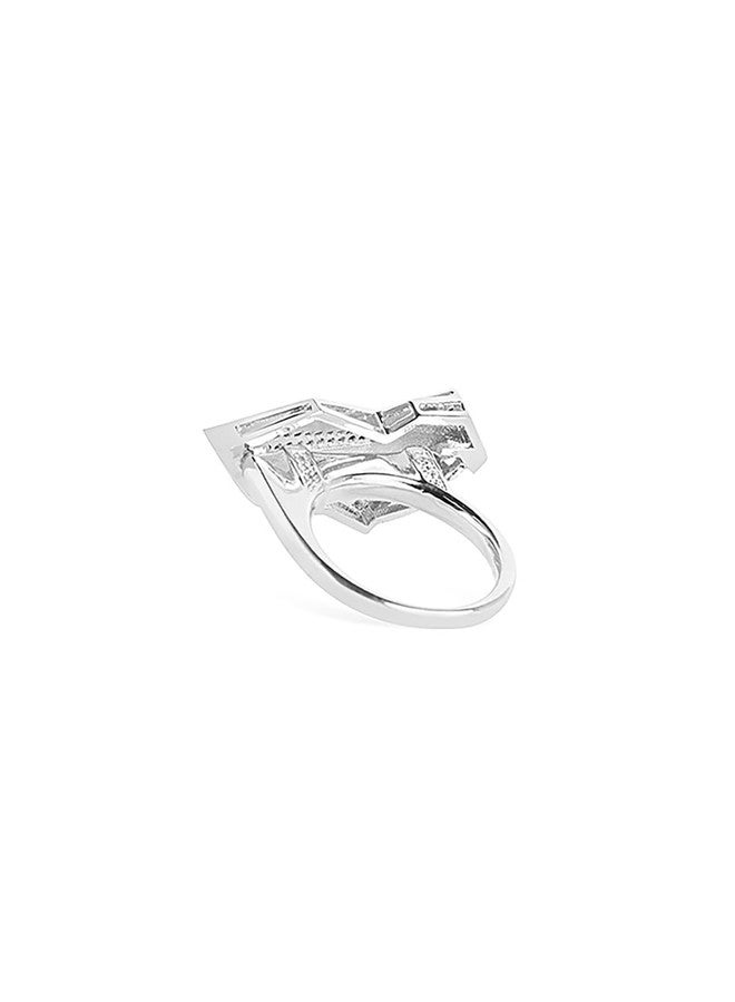 Shaze Cognizant Ring | Minimal ring | Made of Brass | cubic zirconina stones | Ring | Color - Silver - Image 4