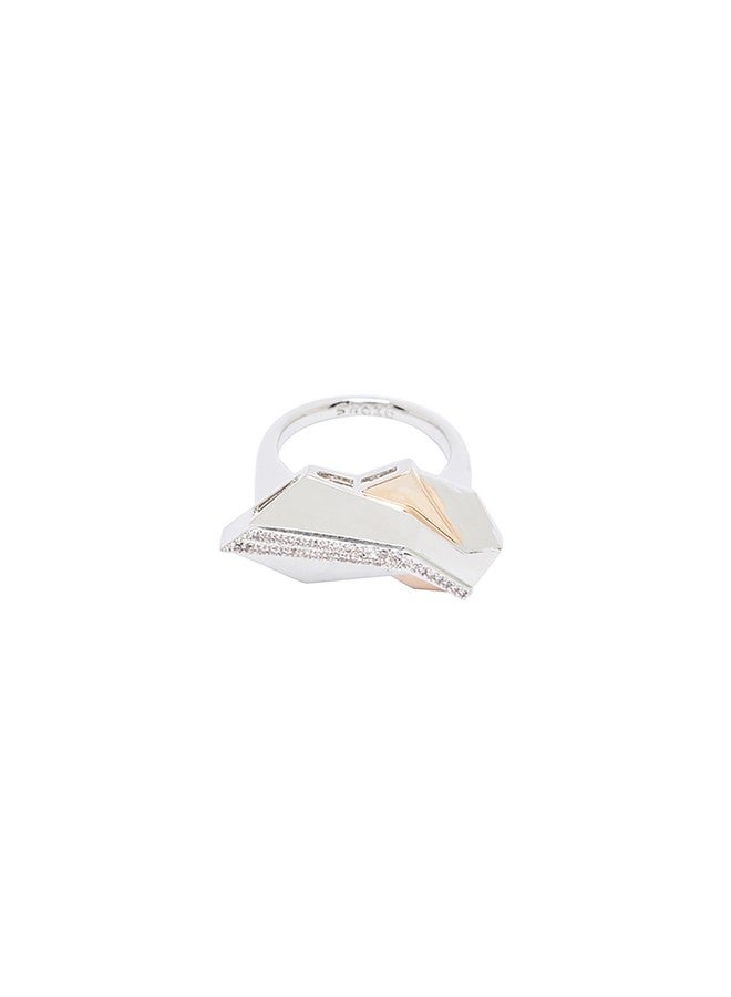 Shaze Cognizant Ring | Minimal ring | Made of Brass | cubic zirconina stones | Ring | Color - Silver - Image 1