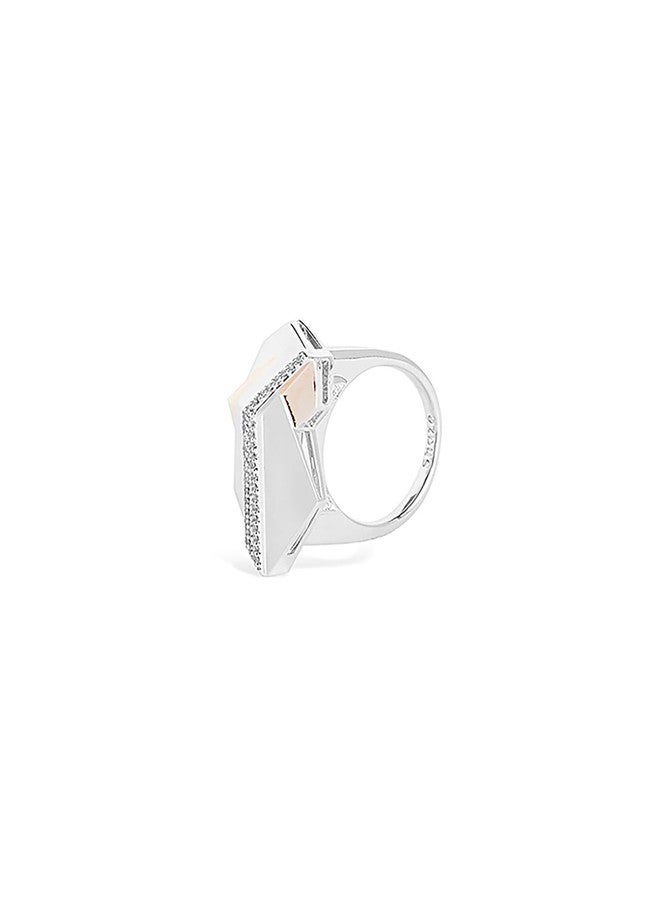 Shaze Cognizant Ring | Minimal ring | Made of Brass | cubic zirconina stones | Ring | Color - Silver - Image 2