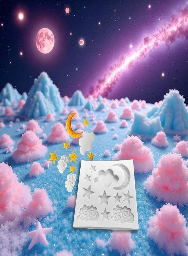 Zhuluck 1Pc Star Moon Clouds Shaped Silicone Fondant Molds, Candy Chocolate Molds for DIY Cake Fondant Cookie Cloud Fondant Mold Moon For Candy Baking Sugar Cakes Decorating Candy Making Supplies - Image 4