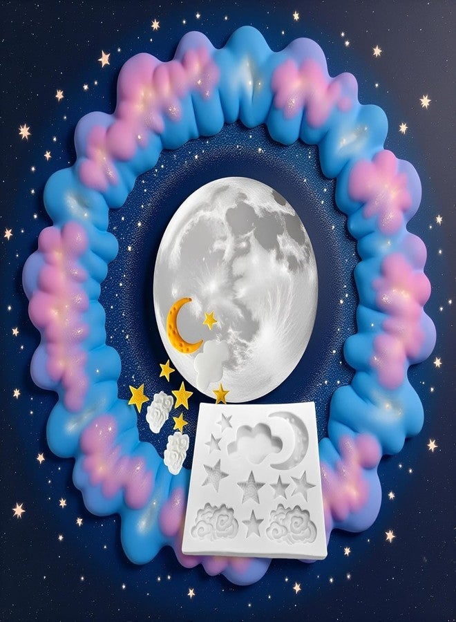 Zhuluck 1Pc Star Moon Clouds Shaped Silicone Fondant Molds, Candy Chocolate Molds for DIY Cake Fondant Cookie Cloud Fondant Mold Moon For Candy Baking Sugar Cakes Decorating Candy Making Supplies - Image 3