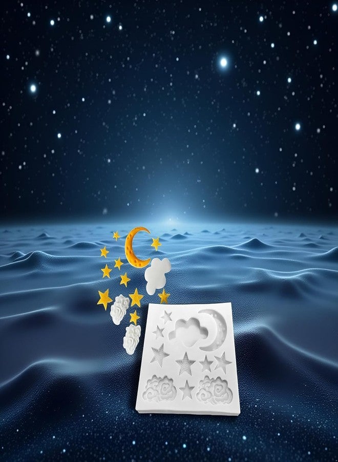 Zhuluck 1Pc Star Moon Clouds Shaped Silicone Fondant Molds, Candy Chocolate Molds for DIY Cake Fondant Cookie Cloud Fondant Mold Moon For Candy Baking Sugar Cakes Decorating Candy Making Supplies - Image 5