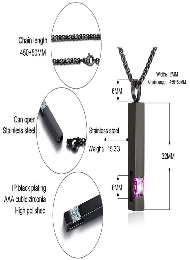 YOUFENG Urn Necklaces for Ashes Birthstone Cube Urns for Human Ashes Memorial Cremation Urn Locket Keepsake Ashes Jewelry (February) - Image 2