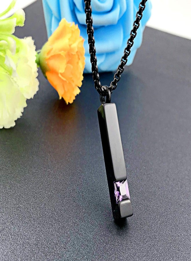 YOUFENG Urn Necklaces for Ashes Birthstone Cube Urns for Human Ashes Memorial Cremation Urn Locket Keepsake Ashes Jewelry (February) - Image 3