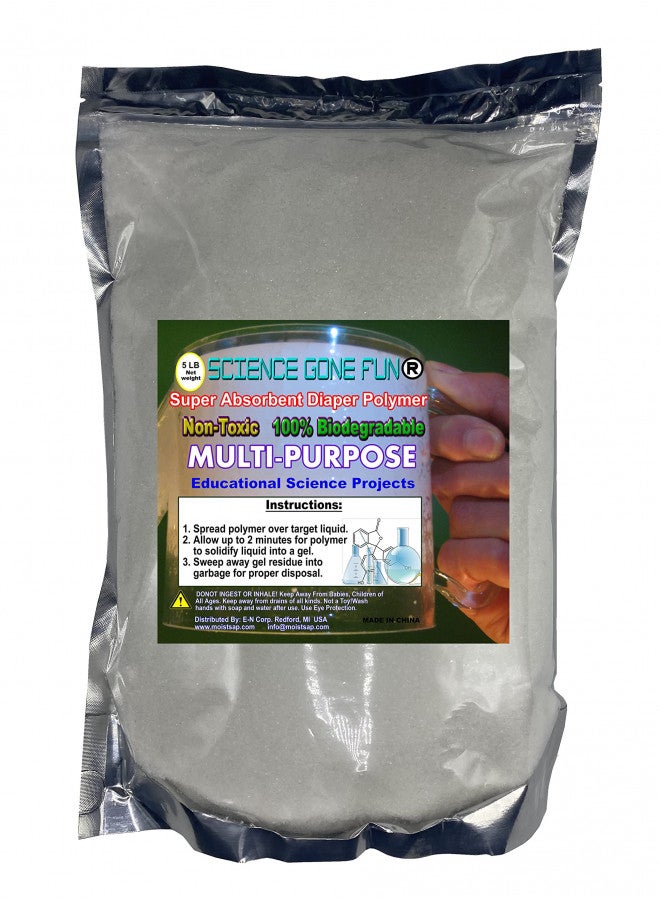 Science Gone Fun بوليمر عالي الامتصاص: بولي أكريلات الصوديوم 5 أرطال - مثالي للحفاضات والمرح العلمي - Image 1
