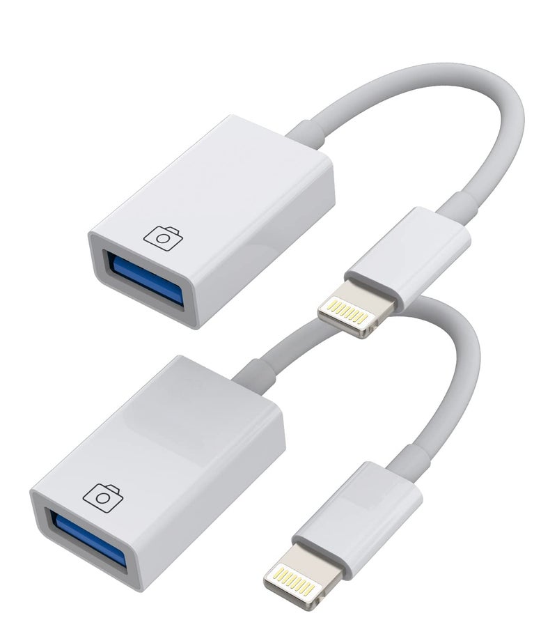 HOYULLI iPhone OTG Adapter(2Pack)lightning male to USB Female Converter Data Sync dongle for 14 13 12 11 pro max 7 8 plus ipad Camera Card Reader USB Flash Drive Mouse Keyboard Hub MIDI Piano Connector U Disk - Image 1