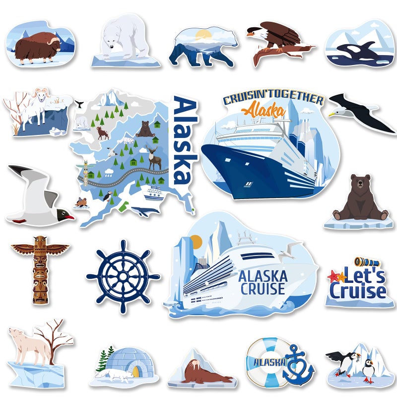 Wxiben Alaska Cruise Door Decorations Magnetic - Wxiben 20PCS Alaskan Themed Cruise Door Magnets Arctic Animals Cruise Ship Door Decorations Magnet Stickers Decals for Carnival Stateroom Cabin Party Decor - Image 1
