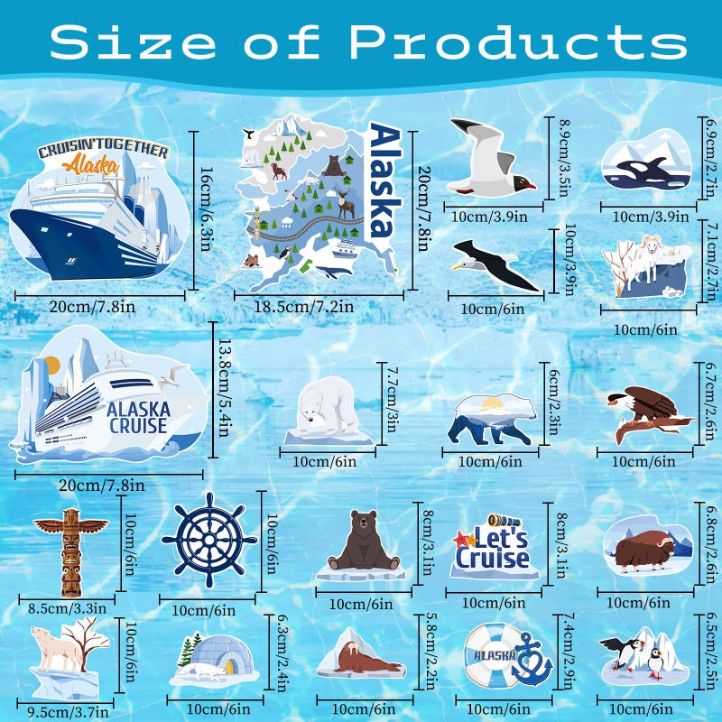 Wxiben Alaska Cruise Door Decorations Magnetic - Wxiben 20PCS Alaskan Themed Cruise Door Magnets Arctic Animals Cruise Ship Door Decorations Magnet Stickers Decals for Carnival Stateroom Cabin Party Decor - Image 2