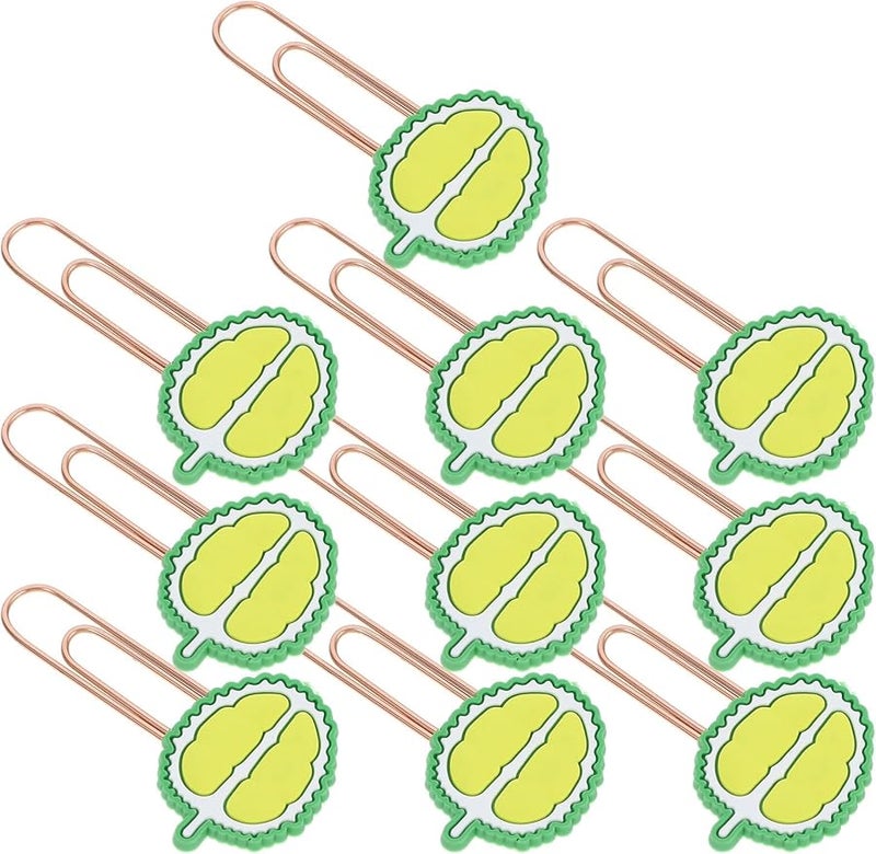 Durian Shaped Metal Paper Clips 10pcs Office School Bookmark Document Organizer - Image 1