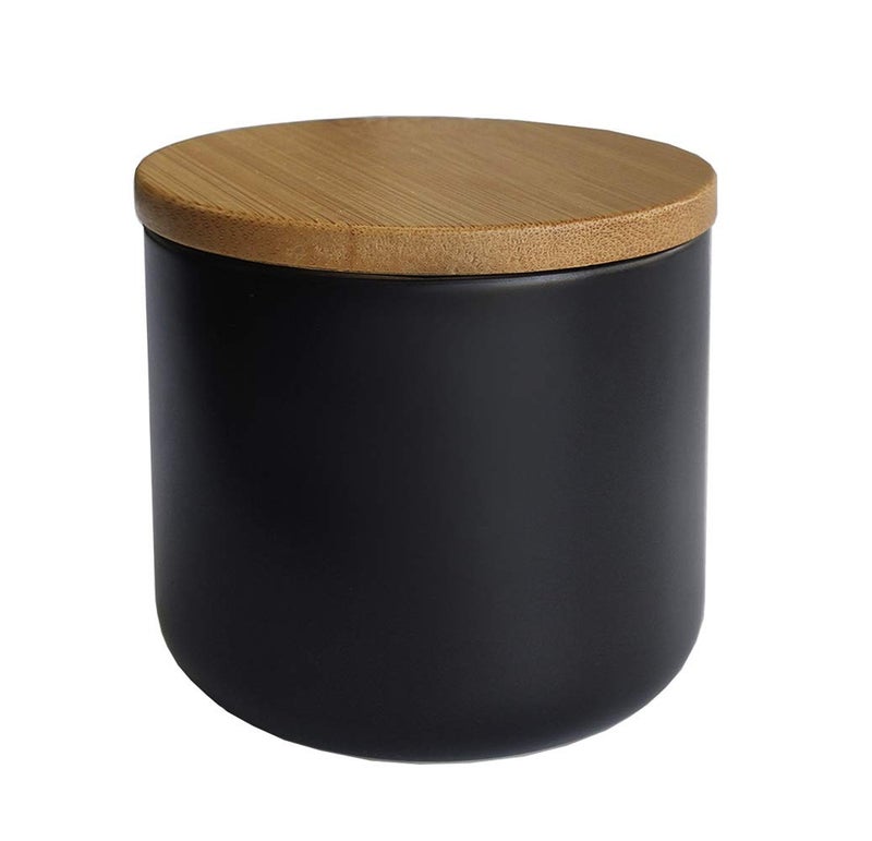 Mozacona Ceramic Pure Color Sugar Bowl Spice Jar Storage Pot with Wooden Lid