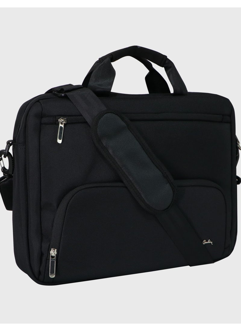pierre cardin - Premium Business Laptop Briefcase 15.6-Inch Laptop Bag Large Capacity Messenger Bag Soft Top Handle Handbag with Long Straps Travel Office Work Black - Image 1