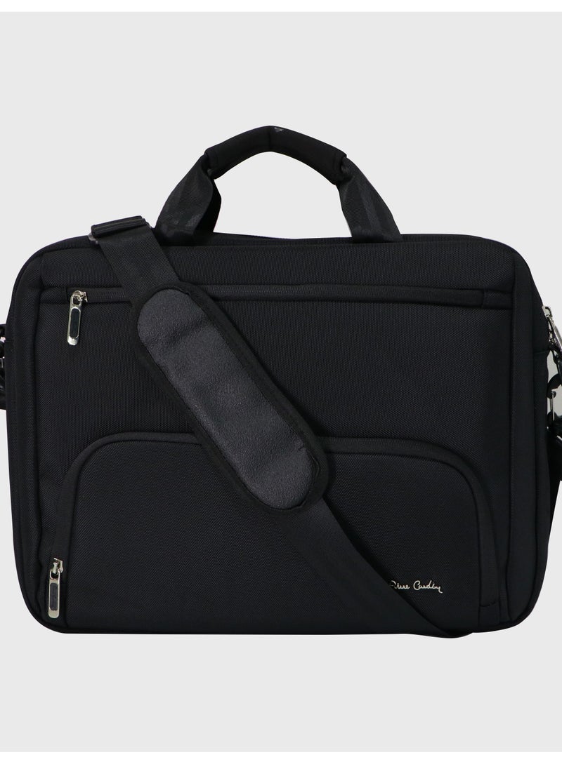 pierre cardin - Premium Business Laptop Briefcase 15.6-Inch Laptop Bag Large Capacity Messenger Bag Soft Top Handle Handbag with Long Straps Travel Office Work Black - Image 1