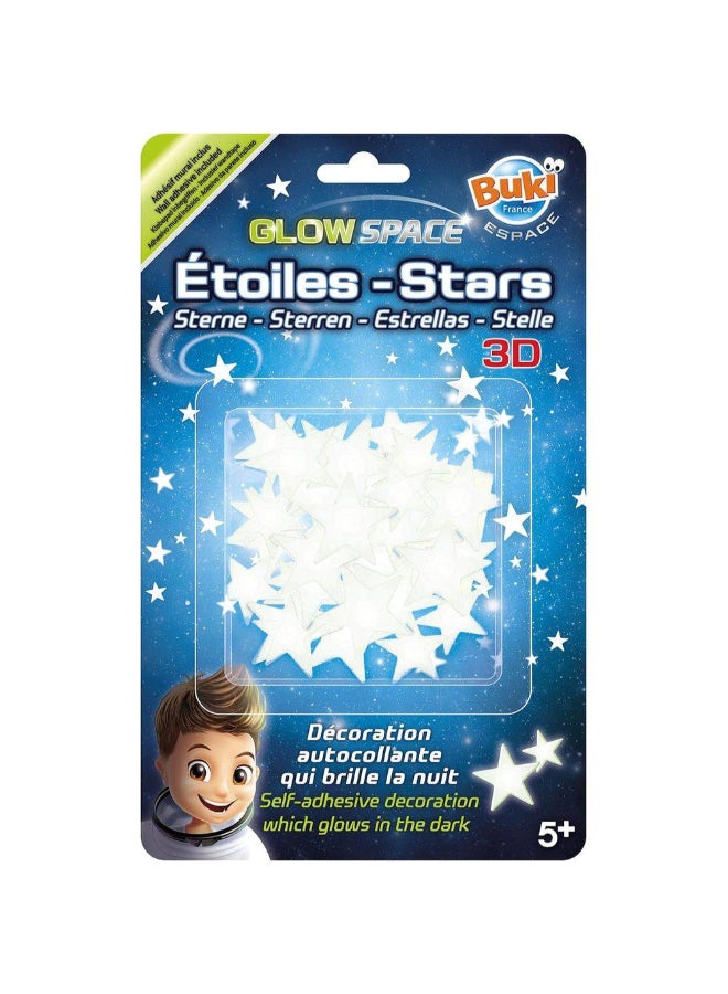 Buki Glow Space 3D Glow-in-the-Dark Self-Adhesive Stars Set (50 Pieces) - Image 1