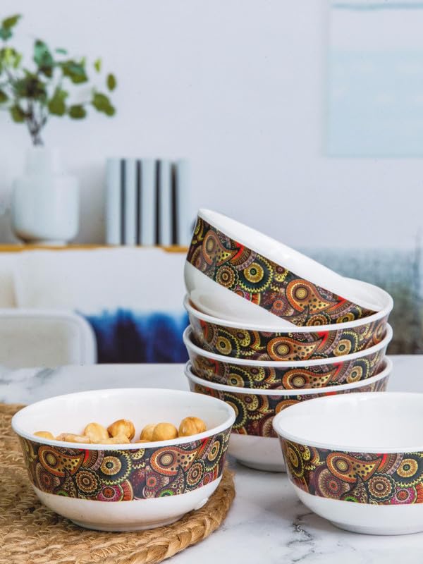 Servewell Veg Bowl Set 6 pc Dora 10.5 cm - Tribal Paisely - Image 1